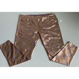 Disney Parks Mickey Mouse Rose Gold Metallic Women's Leggings Size 1X NEW